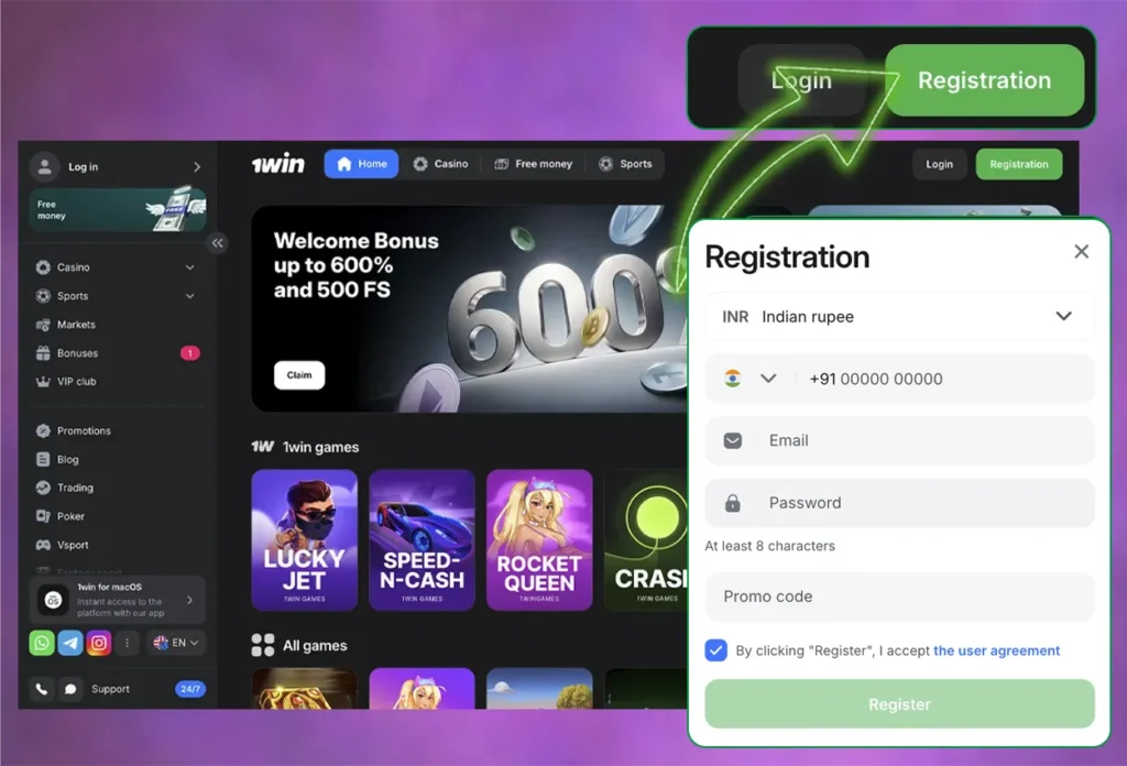 Start Betting at 1win India